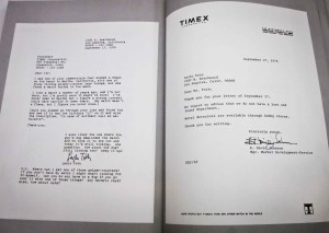 An exchange between Lazlo Toth and TIMEX from The Lazlo Letters