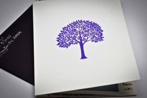 My attempt at an embossed tree on Dr. Maria's card.