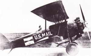 Charles Lindbergh at the controls of one of the planes that flew American airmail in the first years after the service's inception. (fiddlersgreen.net)