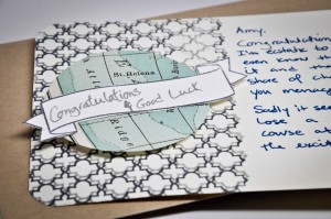 A handcrafted card I made at Paper Source's workshop Thursday night.