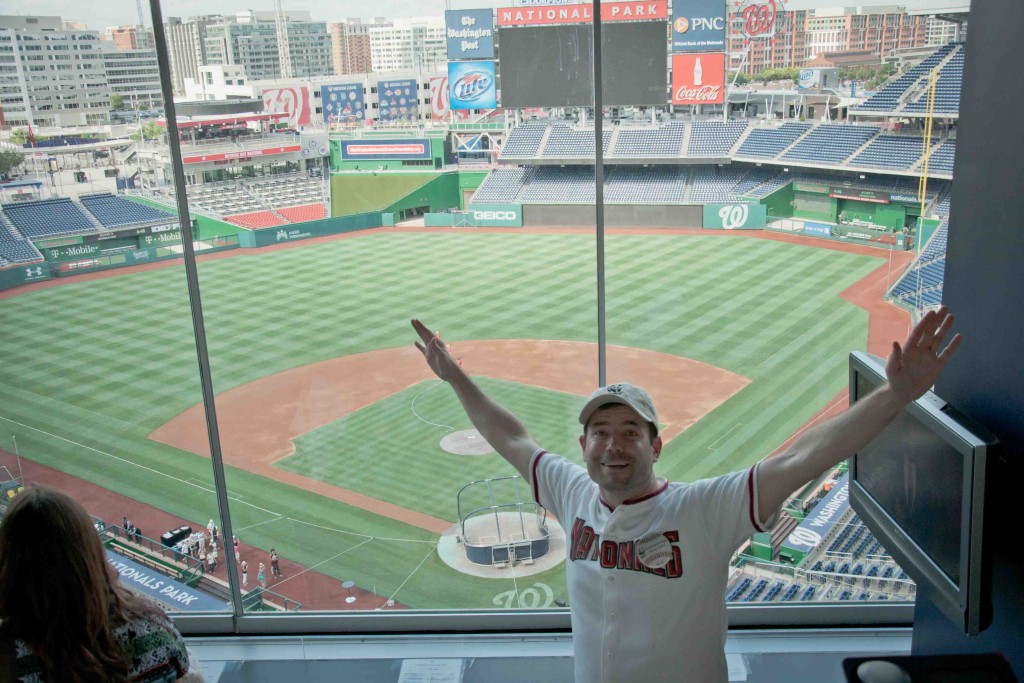 I tucked this photo of me in the envelope with the letter. I was up in the broadcasting booth last summer. What a dream job it would be to work with Charlie and Dave.