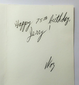 Birthday card to my Dad from Steve Wozniak!