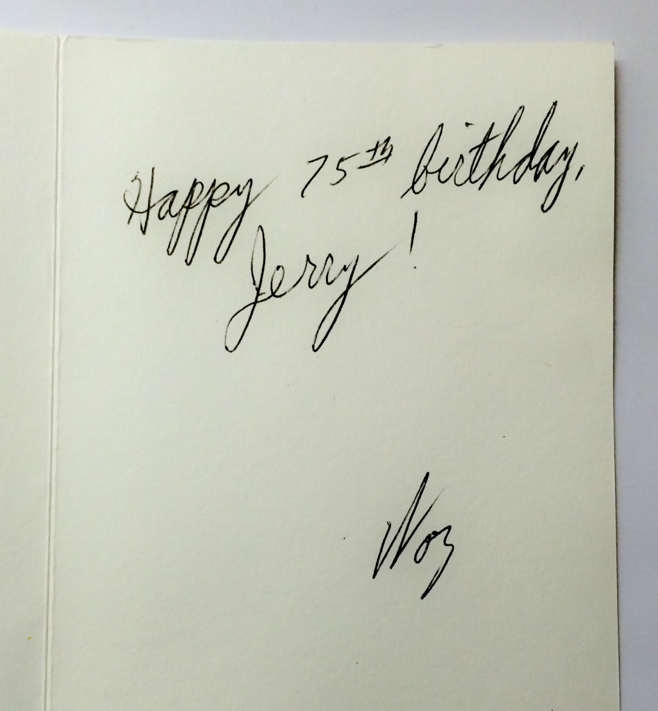 Birthday card to my Dad from Steve Wozniak!