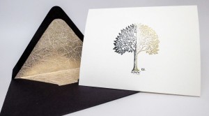 I created this tree on the front of the card, then realized I wrote the card upside down so the tree seems like it's on the back of the card!